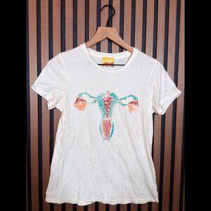 Dazey LA T Shirt Medium Women’s White Short Sleeve Ovaries Graphic Crewneck Raga